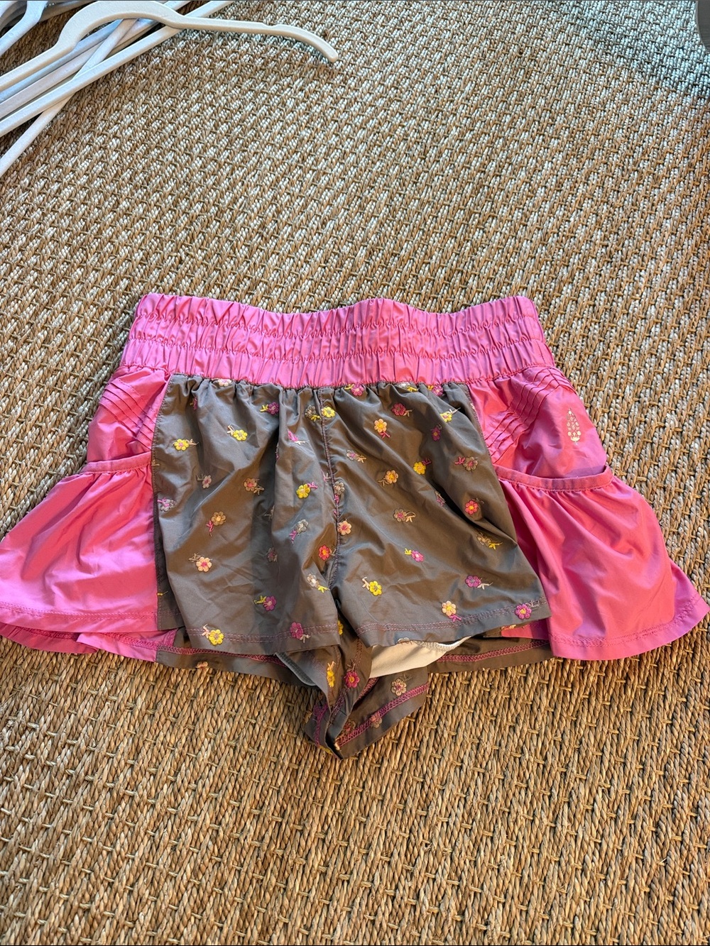 FP Movement by Free People Pink and Gray Floral Layered Athletic Skort